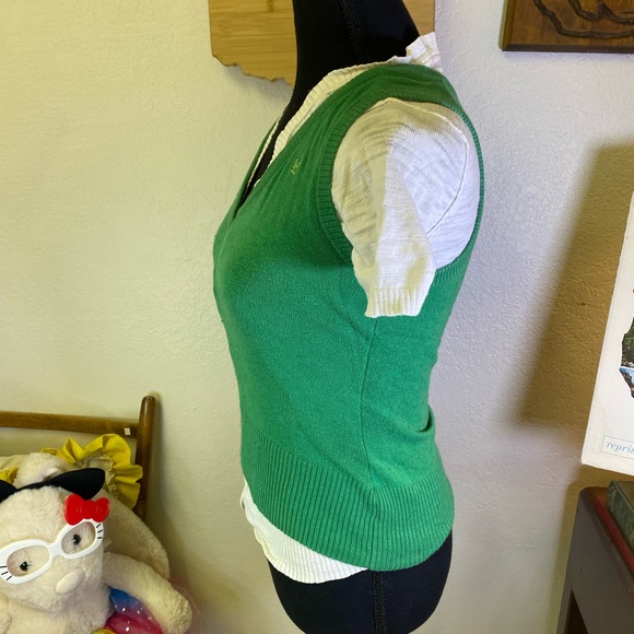 Vintage Y2K American Eagle Green Preppy Sweater Vest XS + Layering Cardigan XS - Picture 5 of 16